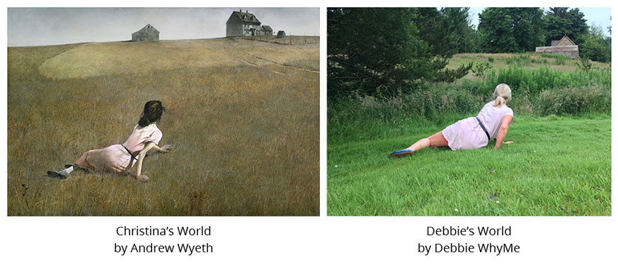 Christina's World by Andrew Wyeth and Debbie's World by Debbie WhyMe Knorz #all4won #abdnartmuseums #gettymuseumchallenge