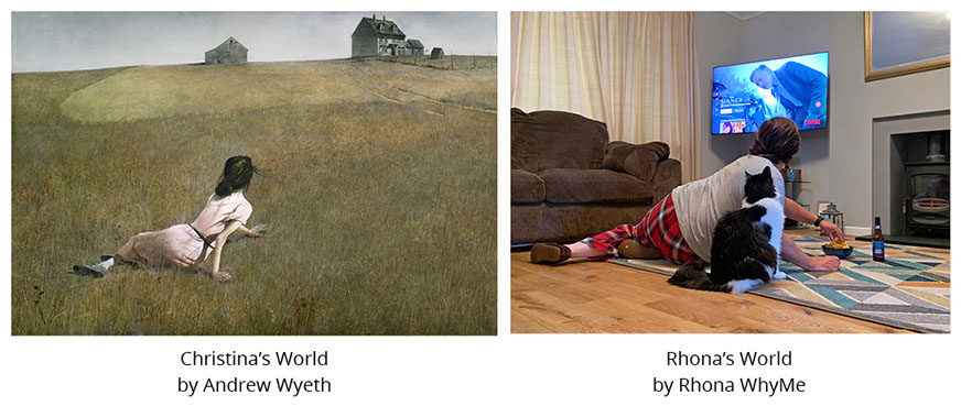 Christina's World by Andrew Wyeth and Rhona's World by Rhona WhyMe MacRae #all4won #abdnartmuseums #gettymuseumchallenge