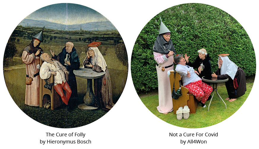 The Cure of Folly by Hieronymus Bosch Not a Cure For Covid by All4Won #all4won #abdnartmuseums #gettymuseumchallenge